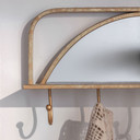 Metall Wandregal Spiegel mit Kleiderhaken - Goldoptik - 60x29x14 cm