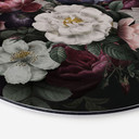 Billede af blomsterstilleben i Redouté-stil - Blomsterdekoration - rund – print på aluminium