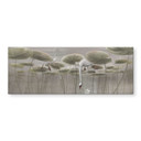 Spatscherm Lotusbloemen met zwaan in water in grijs - Ms Tiff - Panorama