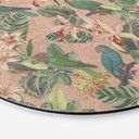 Billede Jungle med papegøjer Pink - Bloomery Decor - rund – print på aluminium (Alu-Dibond)