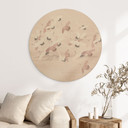 Obraz drewniany Żurawie nad jeziorem - Bloomery Decor - Okrągły