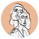Naklejka na ścianę Line Art Portret dwóch kobiet - Treechild - Round