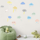 Muursticker set pastel wolken