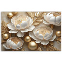Leinwandbild 3D-Gold-Glamour-Blumen