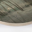 Houten Wanddecoratie wolkenbos aan het meer met reiger in het groen - Ms Tiff - Rond