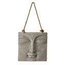 Buddha Gesicht Wandskulptur - Asiatische Wanddeko aus Kunststein - mit Seil 40x40 cm