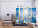 Japanischer Paravent, Raumteiler freistehend, Trennwand - Heavenly Calm: Warm Rays of the Sun