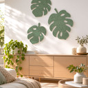 Decoración de pared de fieltro Trío de Monstera (juego de 3) con función acústica