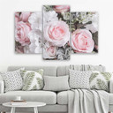 3-delt lærredsprint Pink Roses Flowers Nature