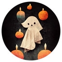 Naklejka na ścianę Halloween - Mały duch w blasku świec - Treechild