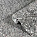 3D-look grå grafisk non-woven tapet 