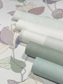 tapet, non-woven blomstertapet Flora hvid, beige