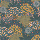 tapet blade petrol - vintage blomstertapet gul blå - nonwoven blomstertapet