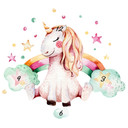 Sticker mural et horloge Kvilis - Rêve de licorne 