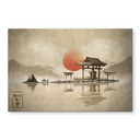 Glasbillede - Japansk tempel ved solopgang - Roze