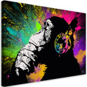 Canvasbillede, Banksy farverig abe