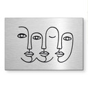 Alu-Dibond brossé avec Effet Doré, Argenté & Cuivré - Visages Line Art - Treechild