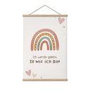 Stoffbild mit Boho-Regenbogen - Glaubenssatz 'Ich werde geliebt' für Kinder