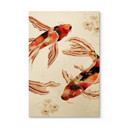 Plakat drewniany przedstawiający dwie karpie koi w stawie - SpaceFrog Designs