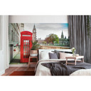 fototapet Designwalls non-woven tapet Phone Booth London i rød og brun 