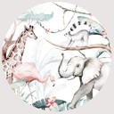 Sticker mural Kvilis - Amis des animaux dans la jungle - Rond
