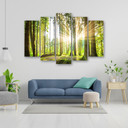 Lærred print 5 styk, skov træer natur