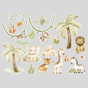 Wallsticker | wallsticker til børn - Søde dyr under palmer - Oliver Robins - 50x70 cm