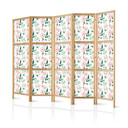 Japanischer Paravent, Raumteiler freistehend, Trennwand - Peonies on White Background