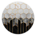 Tableau sur alu-Dibond rond Fredriksson - Hexagones : noirs et gris