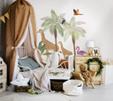 Børnetapet, non-woven tapet med illustration Kids Walls hvid, grøn, beige
