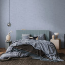 Minimalistisk ikke-vævet tapet - subtilt bladdesign i petrol & taupe