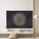 Glasbillede - Elegant mandala i sort og guld - Bloomery Decor