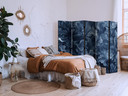 Paravent, Raumteiler freistehend, Trennwand - Abstract Ornaments - Dark Blue Victorian Leaves