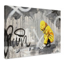 Stampa su tela Bambino con Barchetta di Carta Street Art - Habib