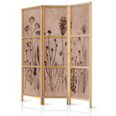 Japanischer Paravent, Raumteiler freistehend, Trennwand - Plant Vintage in Lime Wash Technique
