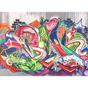 non-woven tapet Graffiti fototapet Designwalls i farverige og grå farverige vægge 