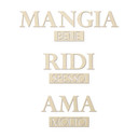 Décoration murale en bois placage de peuplier - Mangia bene, Ridi spesso, Ama mo