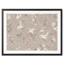 Plakat Bird Cranes w kolorze Cherry Blossom Rush Beige - Bloomery Decor