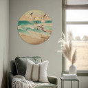 Obraz drewniany mewy na plaży - SpaceFrog Designs - Okrągły