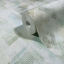 Tapeta z włókniny w graficzne geometryczne pasy, matowa, zielono-szara