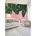 lyserødt og grønt non-woven tapet Designwalls Leaves Wall palmer jungle