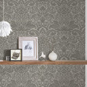 A.S. Creation non-woven tapet med ornamenter i sølv og grå non-woven tapet i barok stil