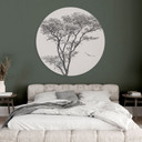 Wandbild Minimalistischer Baum in ruhiger Landschaft - Flour - Alu-Dibond Rund