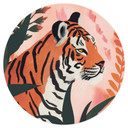 Wandtattoo Tiger im rosa Dschungel - Treechild - Rund