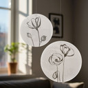 Akrylbillede, vinduesbillede til ophængning - Line Art Two Poppies - Cats & Dotz - Round