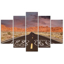 Lærredstryk 5 stykker, Route 66 Road Landscape