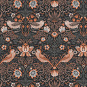 non-woven tapet med blomstermønster orange sort - tapet med fugle og dyr