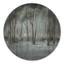 Wanddecoratie nevelwoud aan het meer met reiger in het groen - Ms Tiff - Alu-Dibond Rond