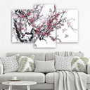 3 stykke lærredsprint, Cherry Blossom Japan Tree
