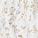 Icke-vävd tapet med skira ängsblommor i gult och vitt som blommig naturtapet